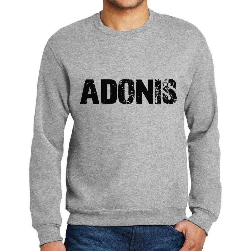 Men's Printed Graphic Sweatshirt Popular Words ADONIS Grey Marl