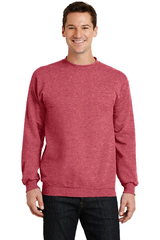 Port & Company Mens Core Pill Resistant Fleece Crewneck Sweatshirt - Heather Red