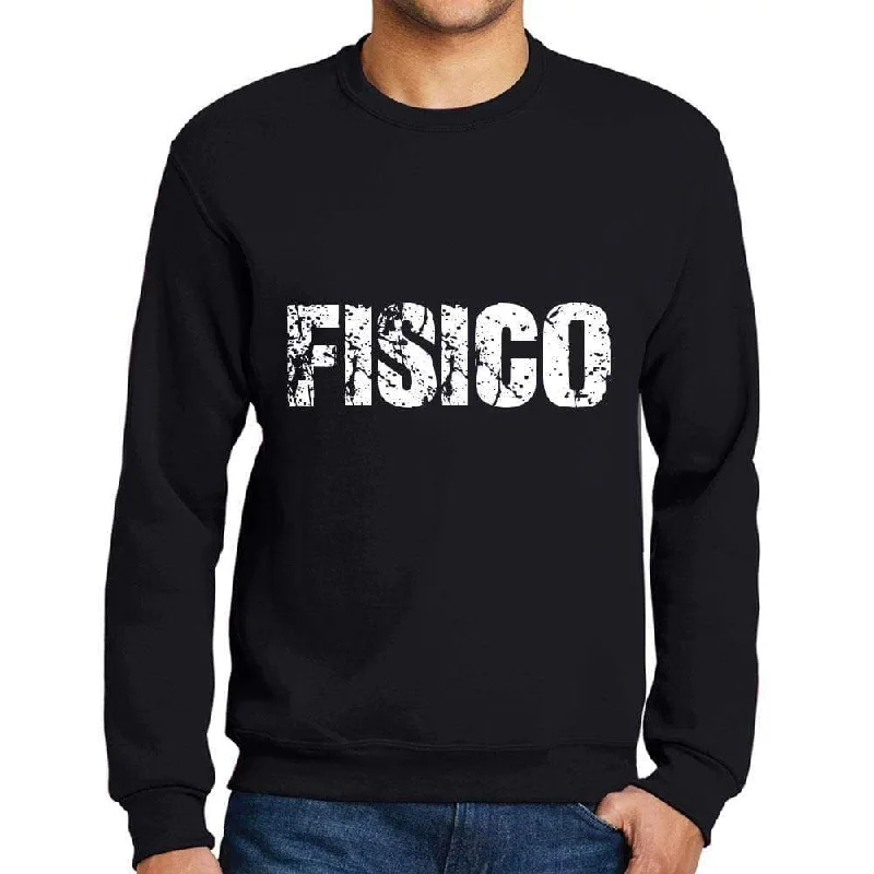 Men's Printed Graphic Sweatshirt Popular Words FISICO Deep Black