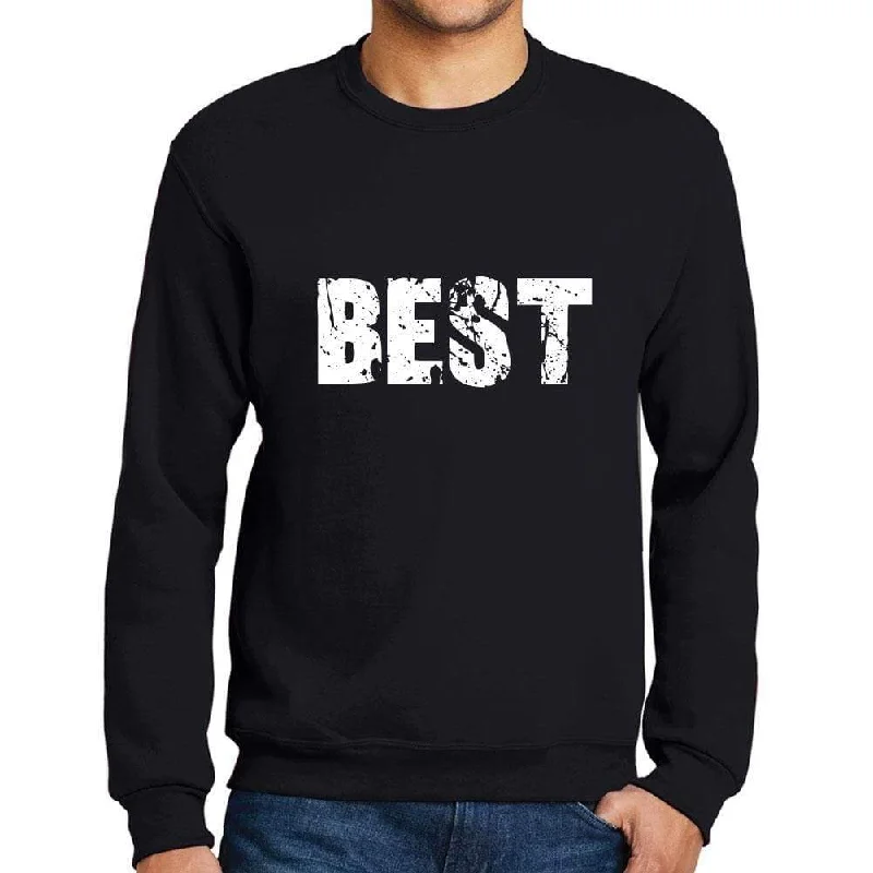 Men's Printed Graphic Sweatshirt Popular Words BEST Deep Black