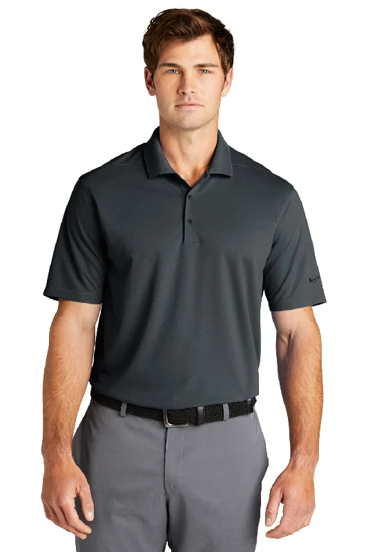 Nike Mens Dri-Fit Moisture Wicking Micro Pique 2.0 Short Sleeve Polo Shirt - Anthracite Grey