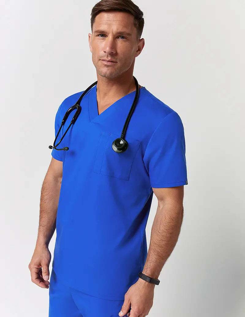 Jaanuu Men's V-Neck Pocket Top - Royal Blue