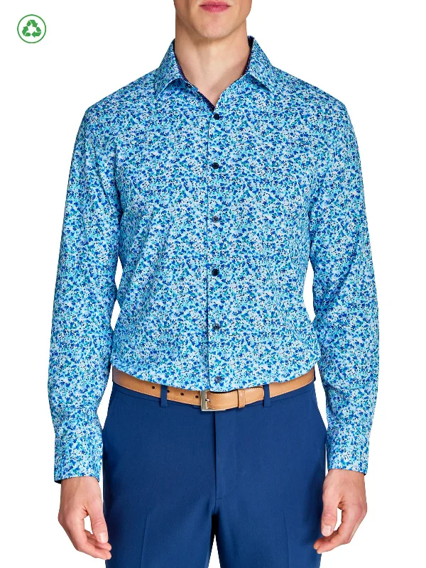 Watercolor Floral Performance Dress Shirt