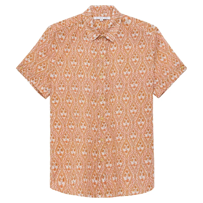 SAVE 70%- Coral Noto Palms Print Biscayne Shirt