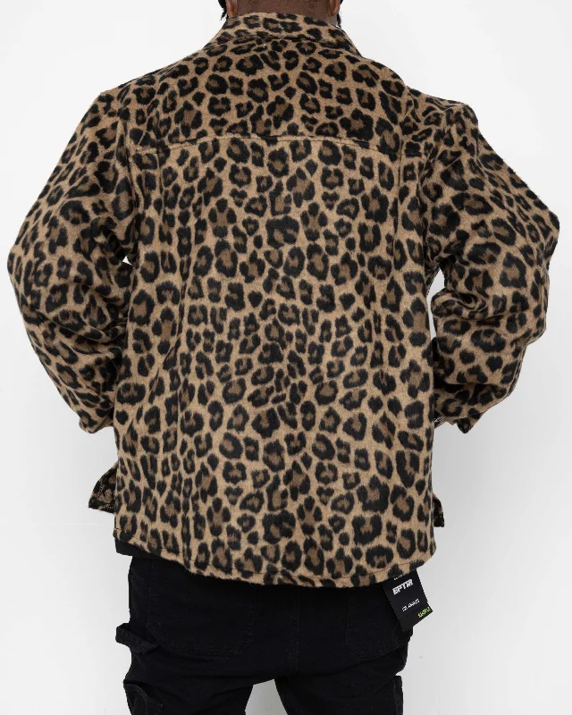 EPTM SIDE SLIT FLANNEL-LEOPARD