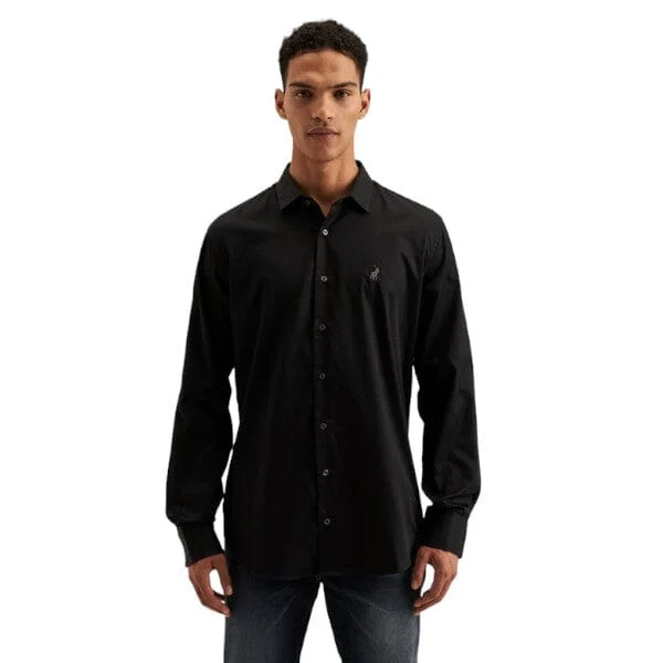 Polo Mens Custom Fit Greig Long Sleeve Shirt Black