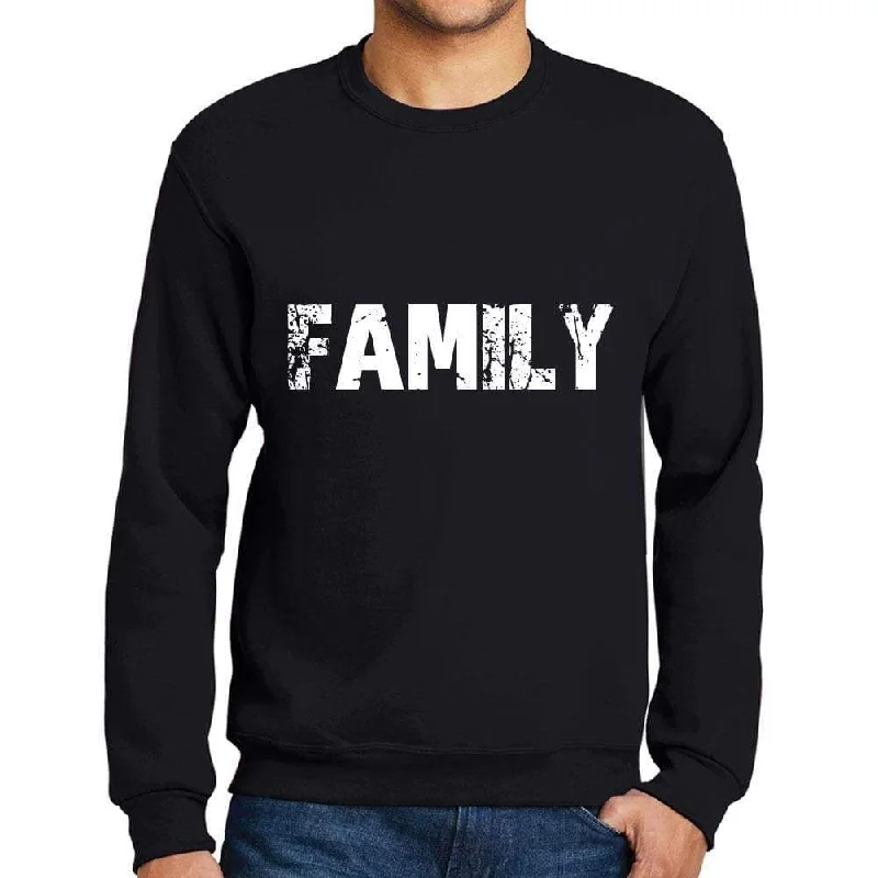 Men's Printed Graphic Sweatshirt Popular Words FAMILY Deep Black