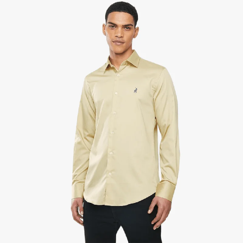 Polo Mens Greig Long Sleeve Shirt Stone