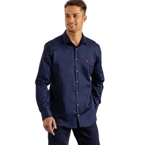 Polo Mens Custom Fit Greig Long Sleeve Shirt Navy