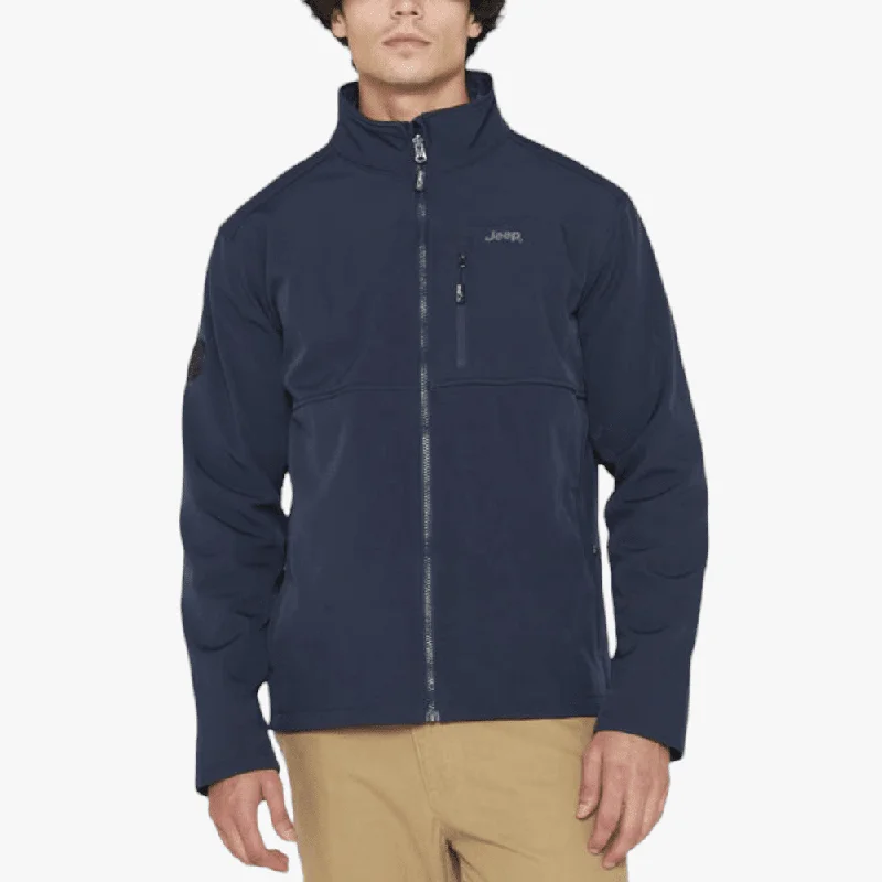 Jeep Mens Funnel Neck Soft Shell Jacket Navy