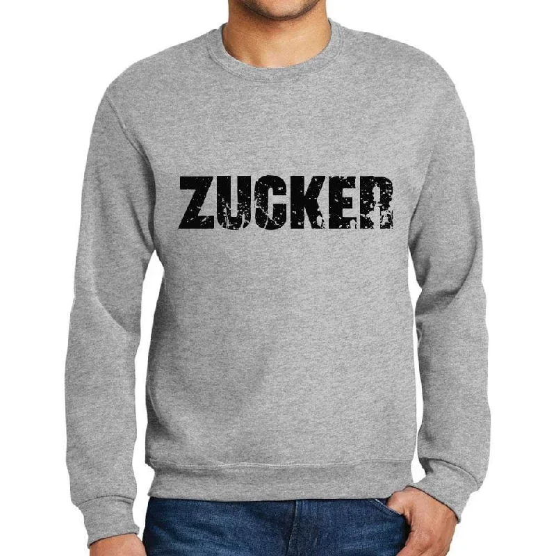 Men's Printed Graphic Sweatshirt Popular Words ZUCKER Grey Marl