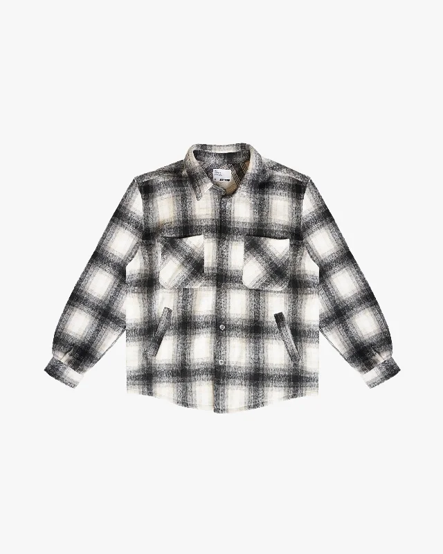 EPTM SLIT FLANNEL SHIRT-BLACK/WHITE