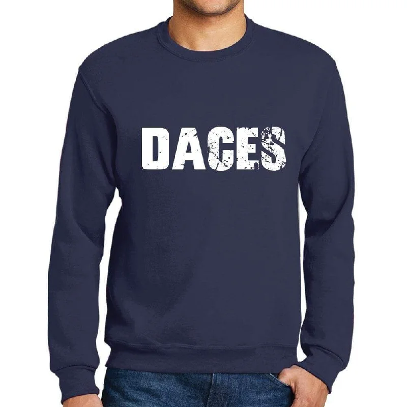 Men's Printed Graphic Sweatshirt Popular Words DACES French Navy