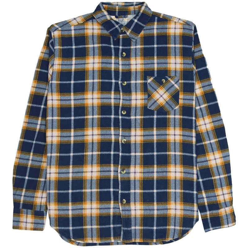 Vintage Checked Flannel Shirt Blue Beige Black