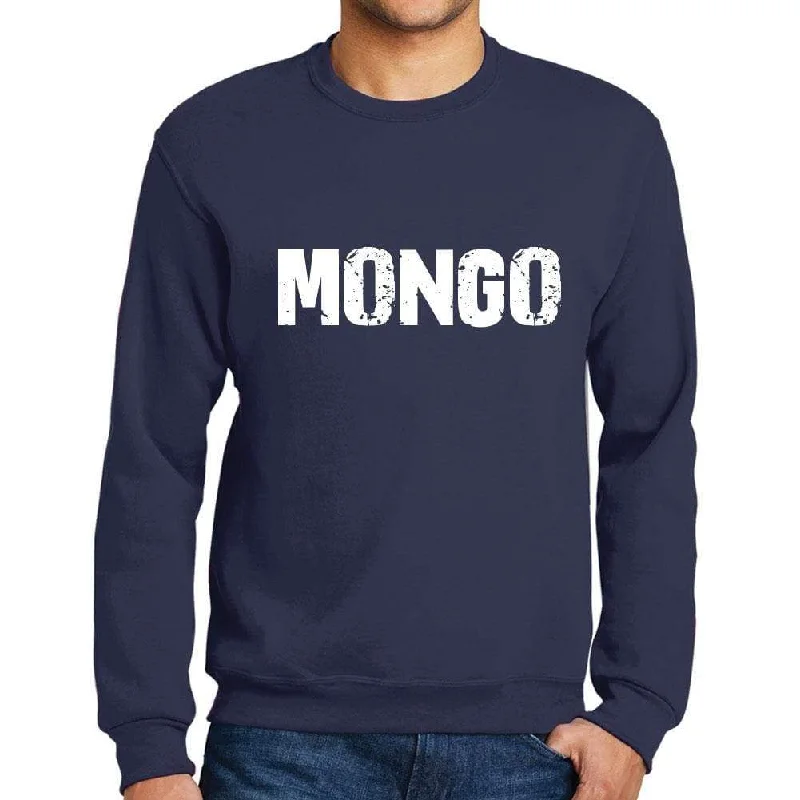 Men's Printed Graphic Sweatshirt Popular Words MONGO French Navy