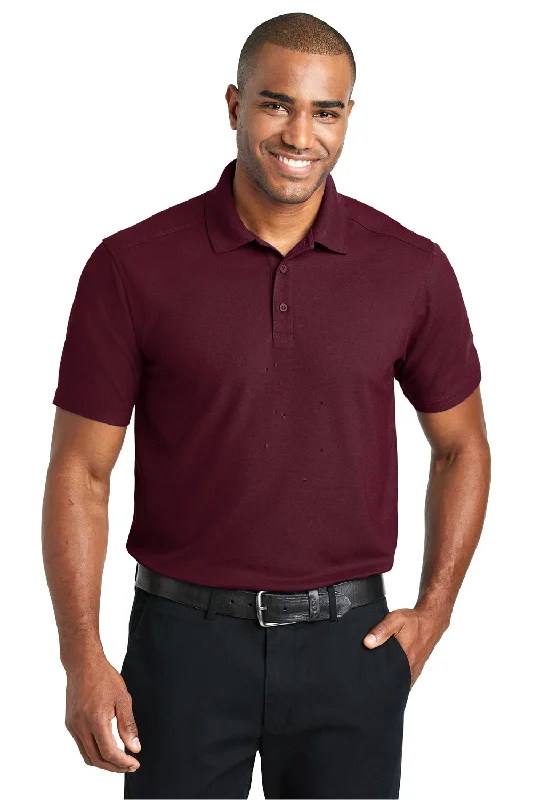 Port Authority Mens EZPerformance Moisture Wicking Short Sleeve Polo Shirt - Maroon - Closeout