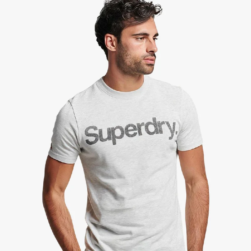 Superdry Mens Vintage Core Logo Short Sleeve Tee Chalkstone Grit