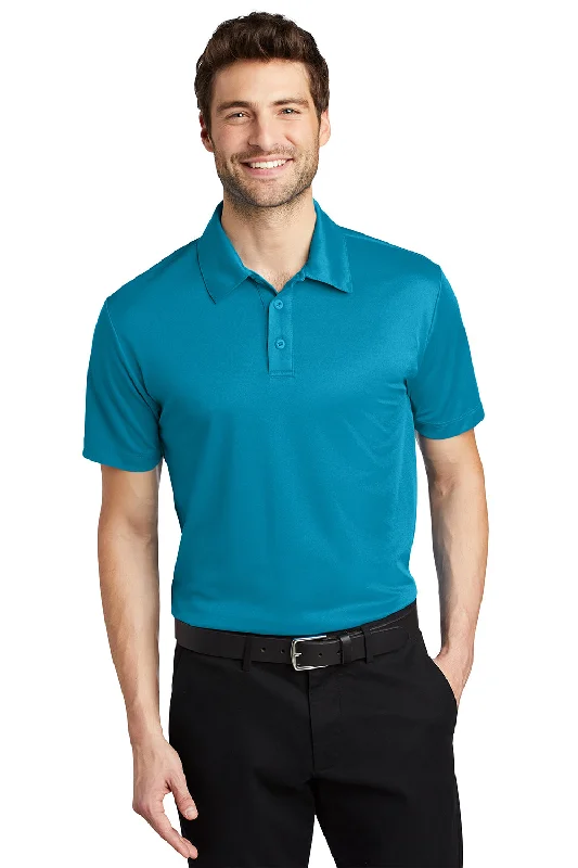 Port Authority Mens Silk Touch Performance Moisture Wicking Short Sleeve Polo Shirt - Parcel Blue - Closeout