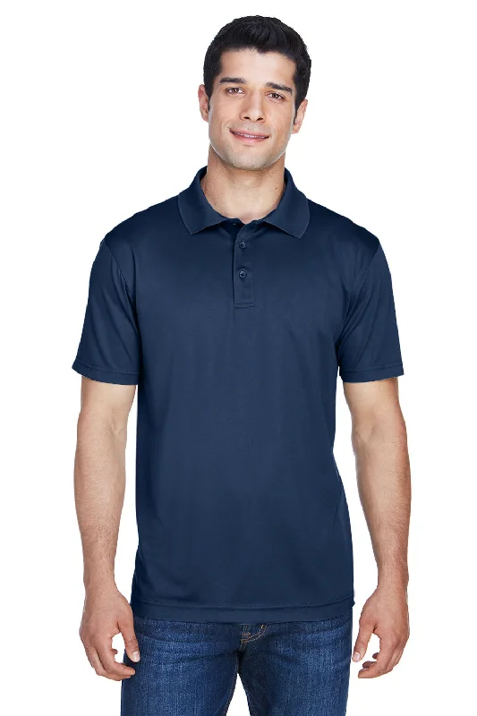 Harriton Mens Polytech Moisture Wicking Short Sleeve Polo Shirt - Navy Blue