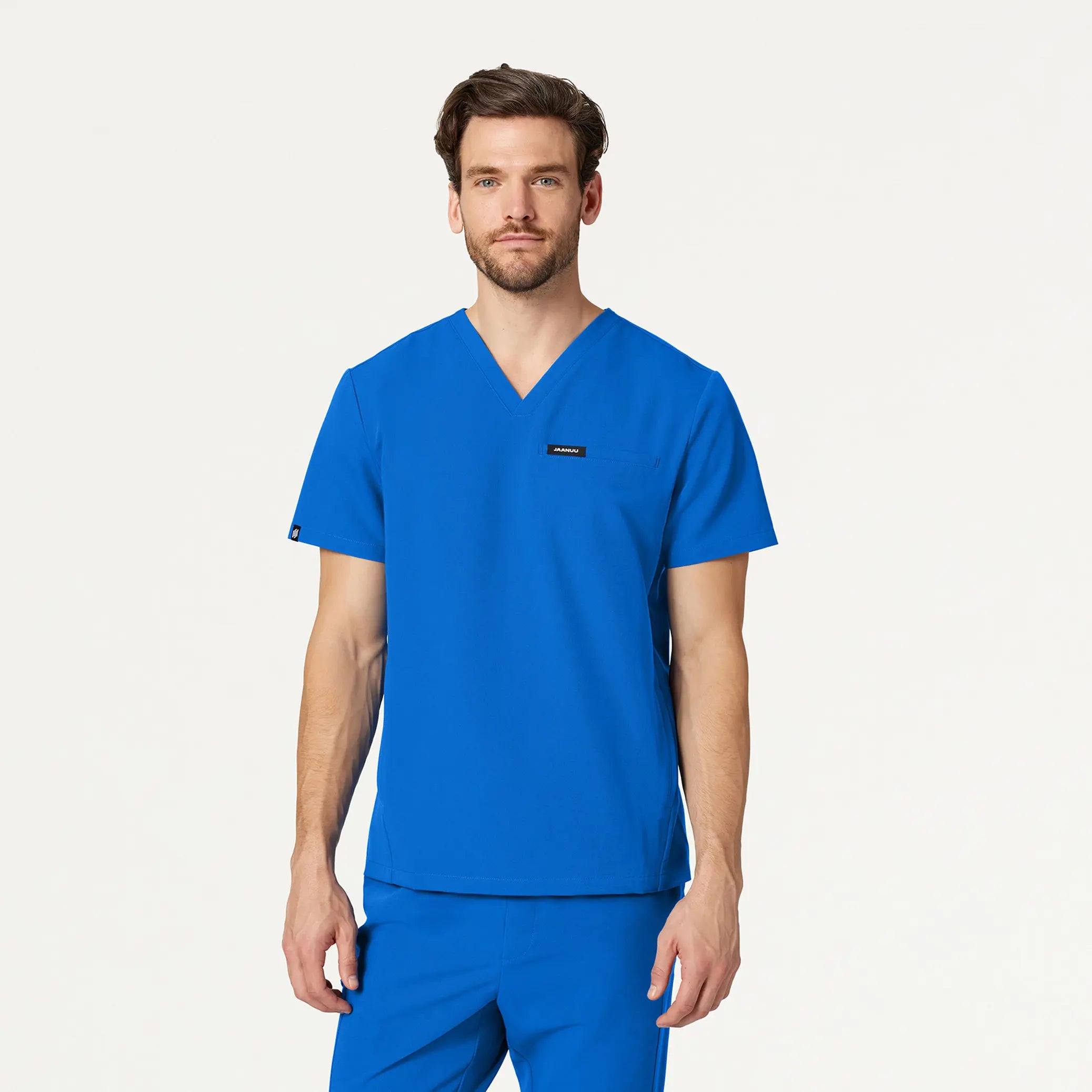 Jaanuu Men's Platt 3-Pocket Scrub Top - Royal Blue