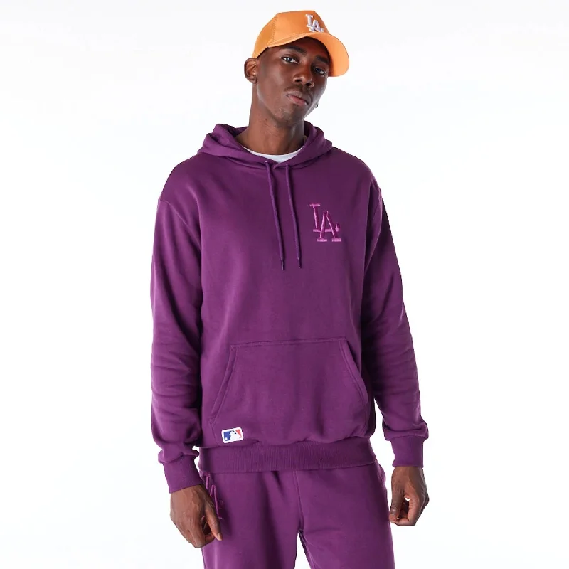 LA Dodgers League Essential Dark Purple Oversized Pullover Hoodie