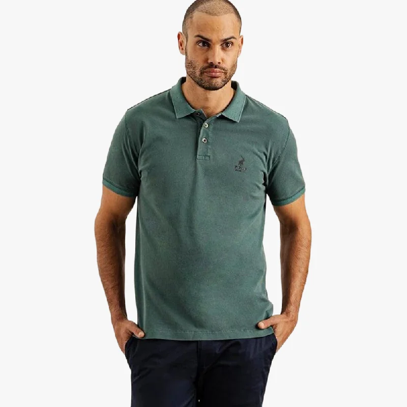 Polo Mens Pjc Overdyed Short Sleeve Golfer Turquoise