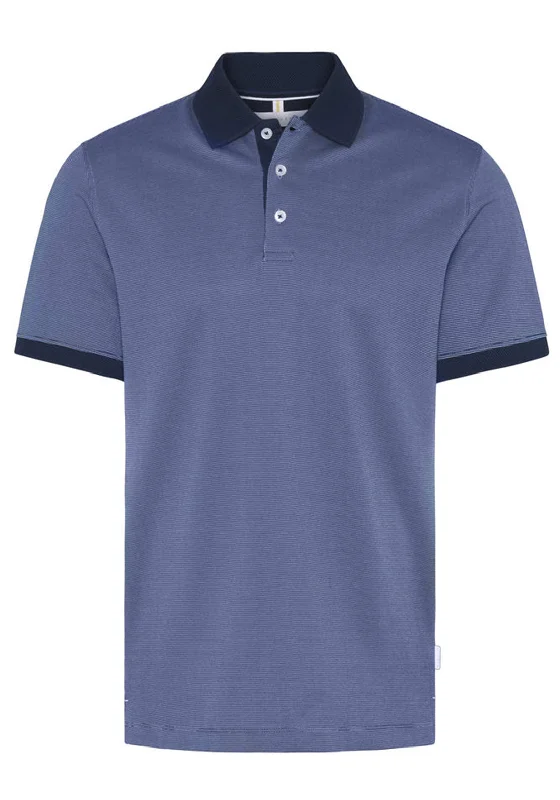 Bugatti Fine Knitted Polo Shirt, Blue