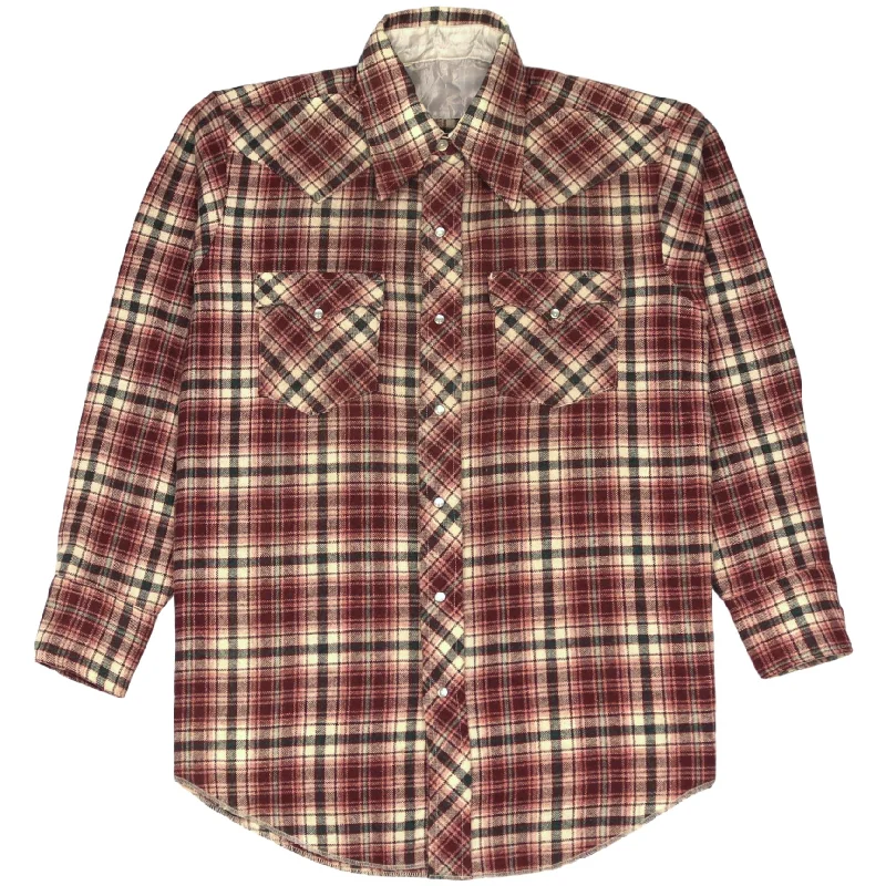 Vintage Checkered Flannel Shirt Red Black Beige