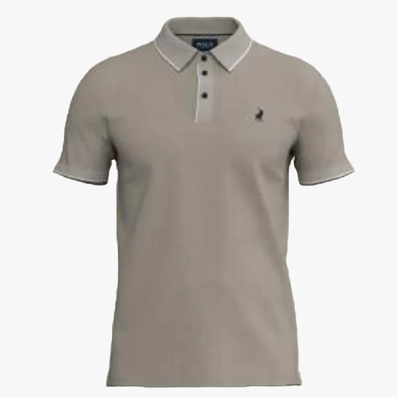 Polo Mens Tipped Short Sleeve Golfer Stone