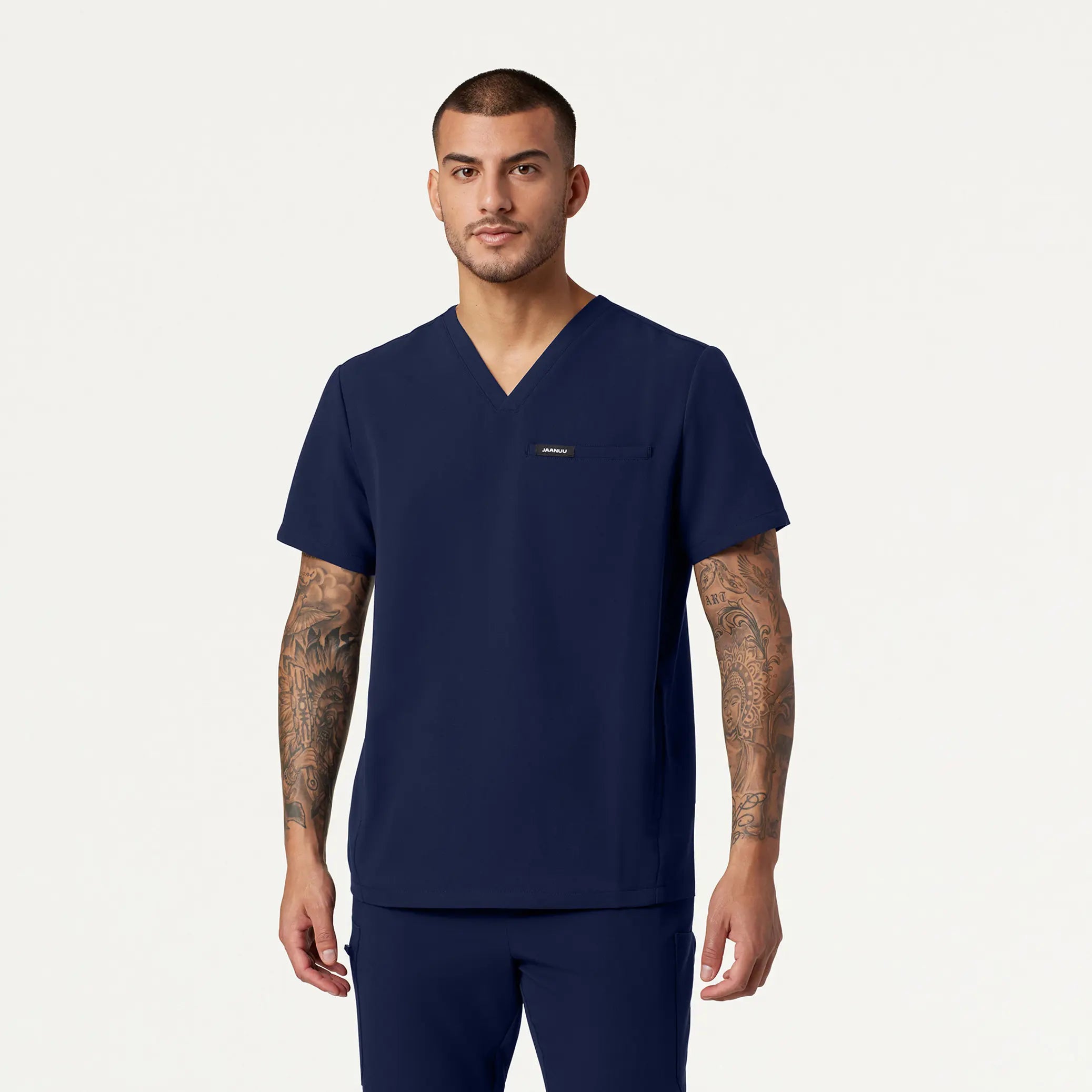 Jaanuu Men's Platt 3-Pocket Scrub Top - Midnight Navy