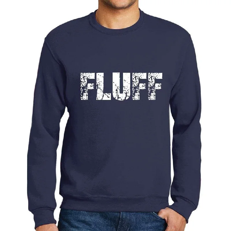 Men's Printed Graphic Sweatshirt Popular Words FLUFF French Navy