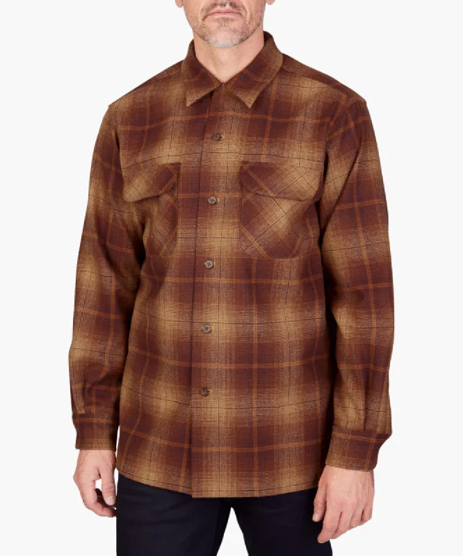 Pendleton Men's Wool Board Shirt - Gold/Rust Ombre Plaid