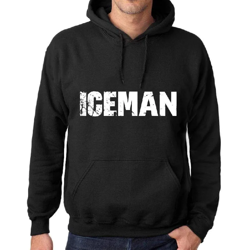 Men's Women's Unisex Printed Graphic Cotton Hoodie Soft Heavyweight Hooded Sweatshirt Pullover Popular Words ICEMAN Deep Black