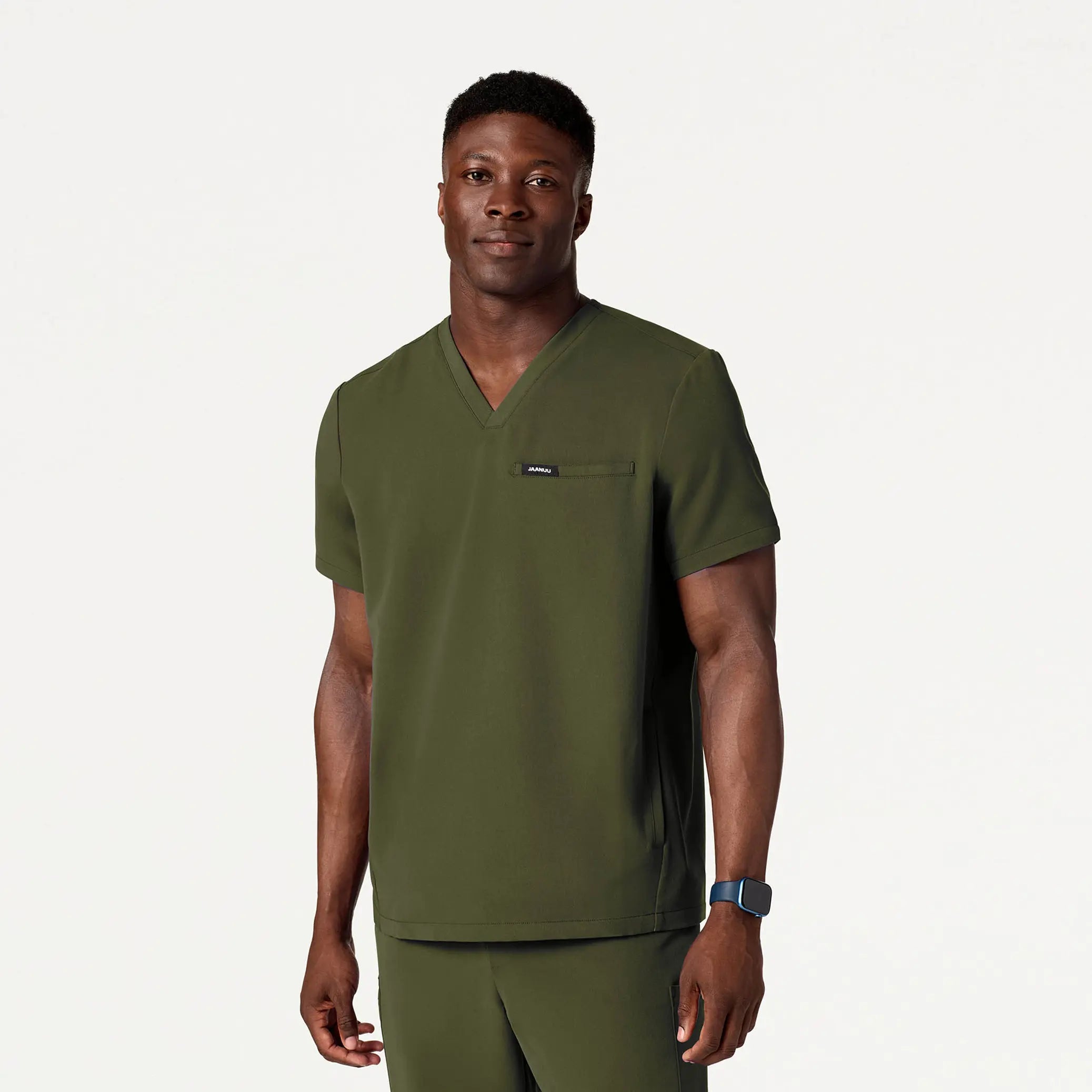 Jaanuu Men's Platt 3-Pocket Scrub Top - Olive