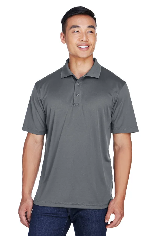 UltraClub Mens Cool & Dry Moisture Wicking Short Sleeve Polo Shirt - Charcoal Grey