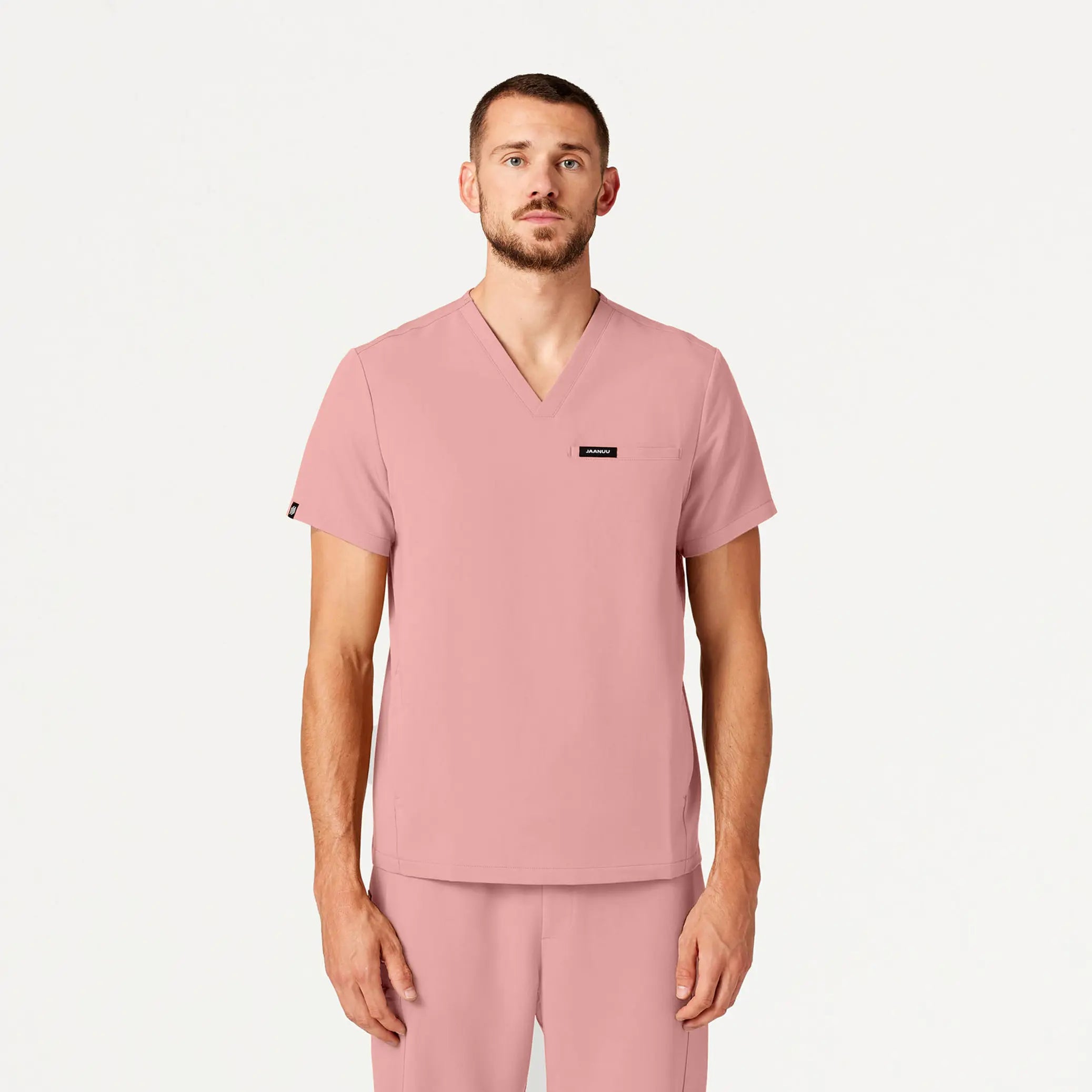 Jaanuu Men's Platt 3-Pocket Scrub Top - Mauve