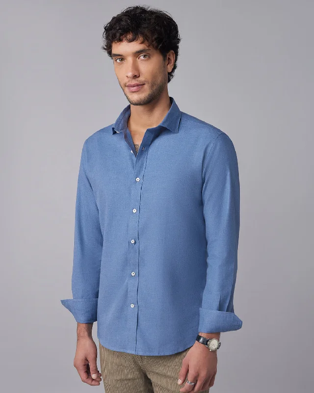 Blue Brushed Twill Shirt