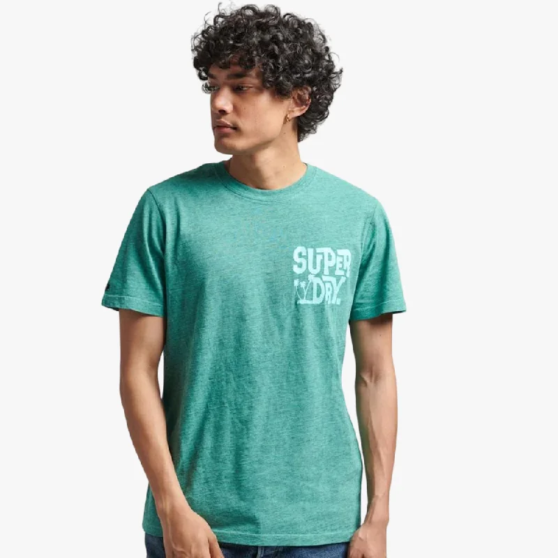 Superdry Mens Travel Sticker Short Sleeve Tee Green