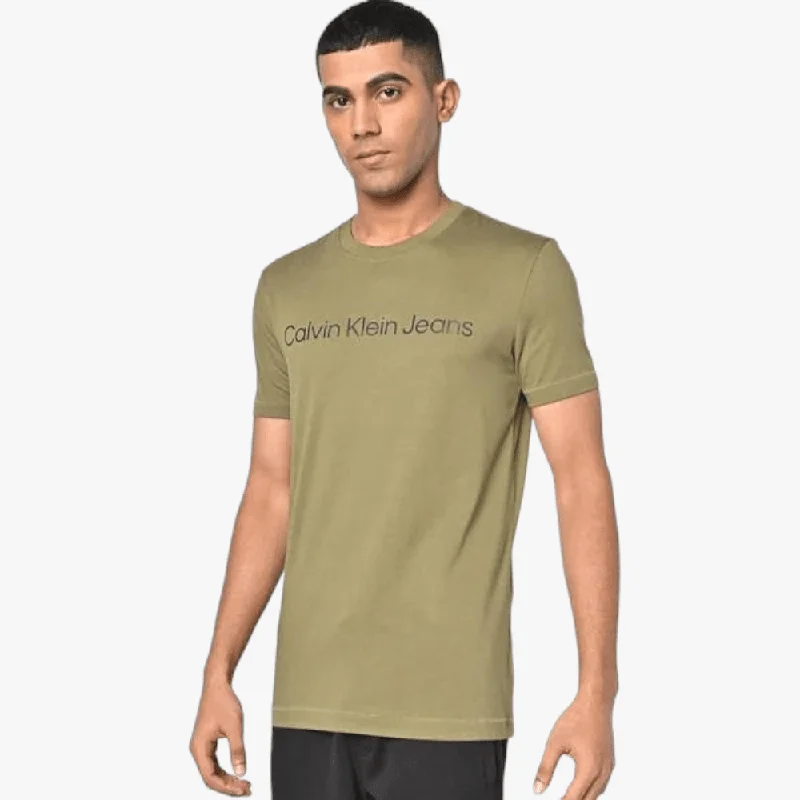 Calvin Klein Mens Core Institutional Logo Short Sleeve Tee Olive