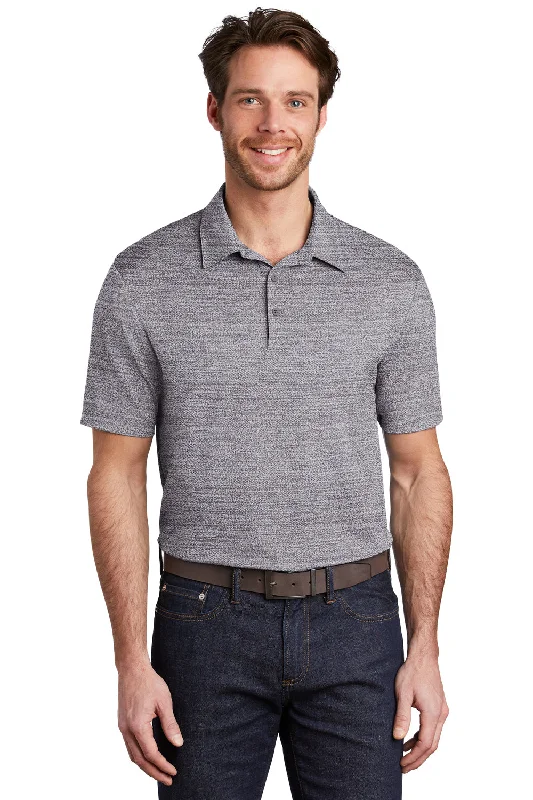 Port Authority Mens Moisture Wicking Short Sleeve Polo Shirt - Graphite Grey/White