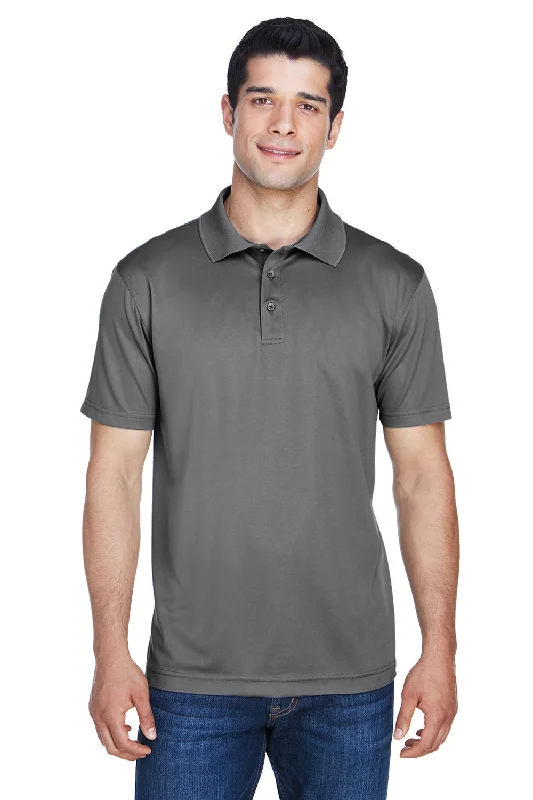 Harriton Mens Polytech Moisture Wicking Short Sleeve Polo Shirt - Charcoal Grey