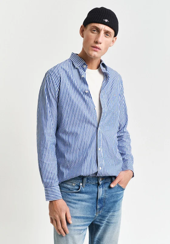 Gant Classic Striped Poplin Shirt, College Blue