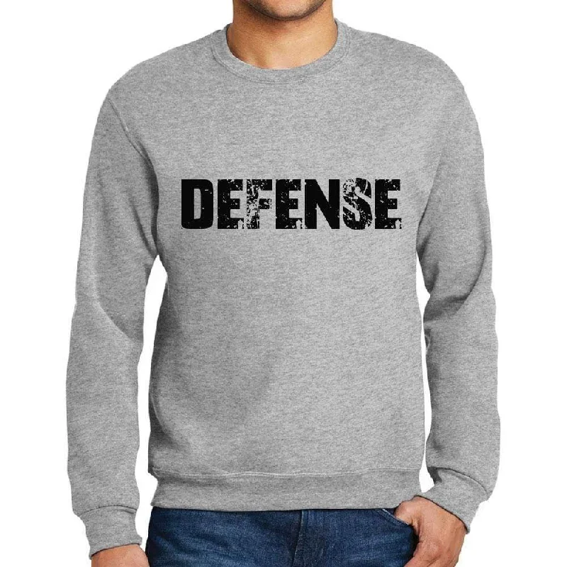 Men's Printed Graphic Sweatshirt Popular Words DEFENSE Grey Marl