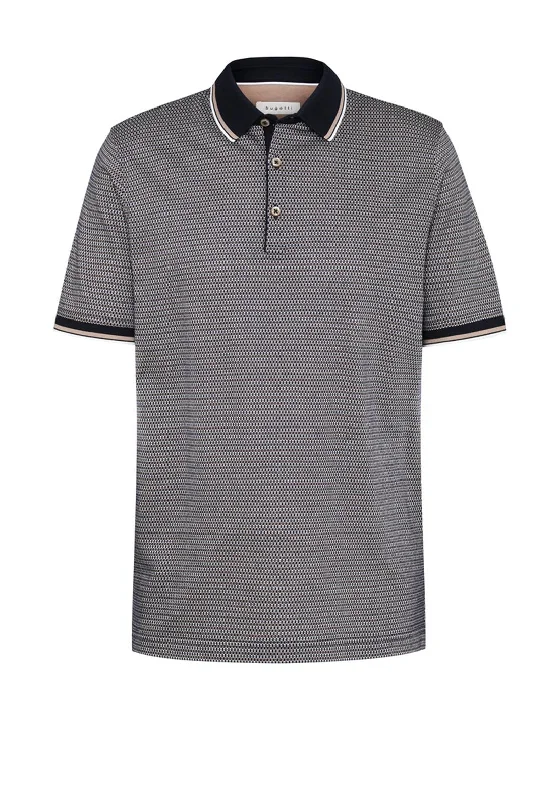 Bugatti Dotted Short Sleeved Polo Shirt, Navy Multi