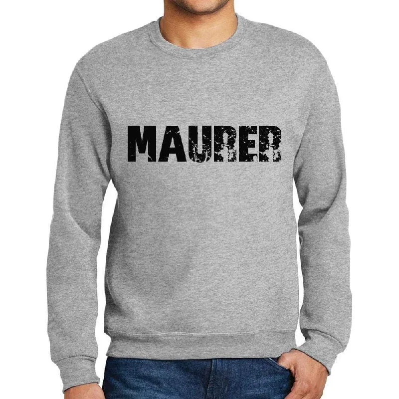 Men's Printed Graphic Sweatshirt Popular Words MAURER Grey Marl