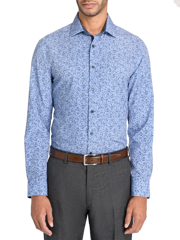 Abstract Floral Performance Dress Shirt