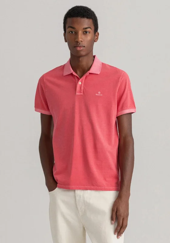 GANT Sunfaded Short Sleeved Polo Shirt, Watermelon Pink