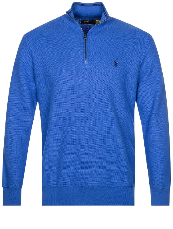 Pullover mit halbem Reißverschluss Blau