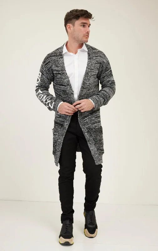 Dreamers Longline Cardigan - Black Grey