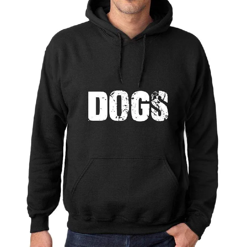 Men's Women's Unisex Printed Graphic Cotton Hoodie Soft Heavyweight Hooded Sweatshirt Pullover Popular Words DOGS Deep Black